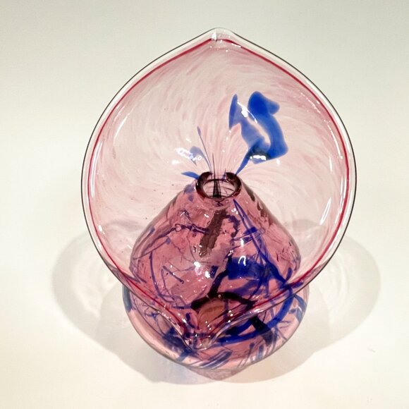 Signed Arte Vargas Jack In The Pulpit Art Glass Vase Made in Canada Purple Blue - Picture 2 of 7